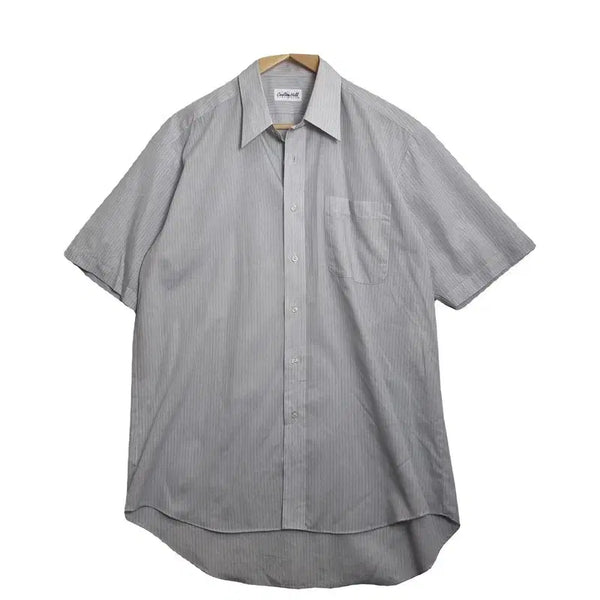 [BUNJANG] Men's Stripe Short Sleeve Shirt XL / JPN 라이트 그레이 스트라이프 반팔 셔츠 [XL] 남성 카라 반팔 남방