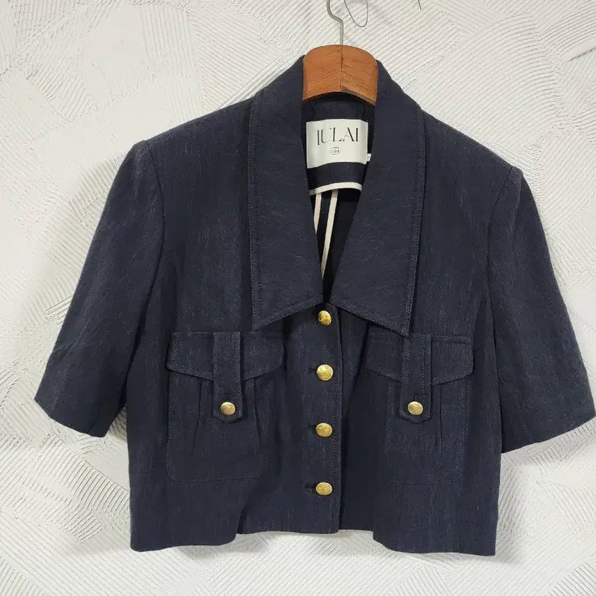 [BUNJANG] IULAI Linen Crop Jacket Navy / 이울라이 iulai  린넨 크롭 재킷 네이비