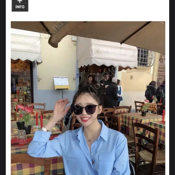 [BUNJANG] Mari Market Director's Silk Shirt Light Blue / 사놓고보관만한제품 단종상품 마리마켓 이사님 실켓 셔츠 소라색