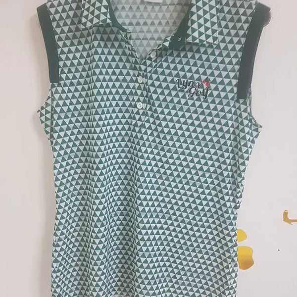 [BUNJANG] Lynx Golf Wear Women's Sleeveless Top Green White Triangle Pattern Size 95 / 링스골프웨어(95)