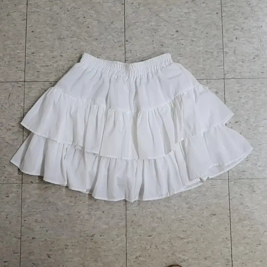 [BUNJANG] White Chiffon Frill Skirt with Inner Shorts / [새상품] 화이트 캉캉 스커트 속바지