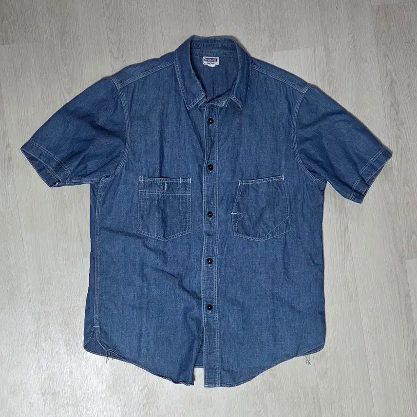 [BUNJANG] Ironalls Chambray Short Sleeve Shirt / 17사이즈 프리휠러스 ironalls 샴브레이 숏슬리브