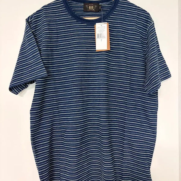 [BUNJANG] RRL Jacquard Stripe Jersey T-Shirt Indigo Multi L / RRL 더블알엘 자카드 스트라이프 저지 티셔츠 인디고 멀티 L