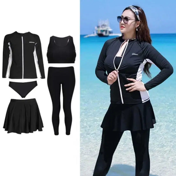 [BUNJANG] Plus Size Women's Rash Guard 5-Piece Set / 빅사이즈 랙쉬가드5종세트