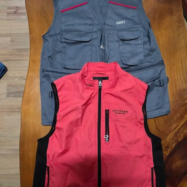 [BUNJANG] GBST Grey Vest + Autobahn Red Vest Set / GBST 그레이 조끼 + 오토반 레드 조끼