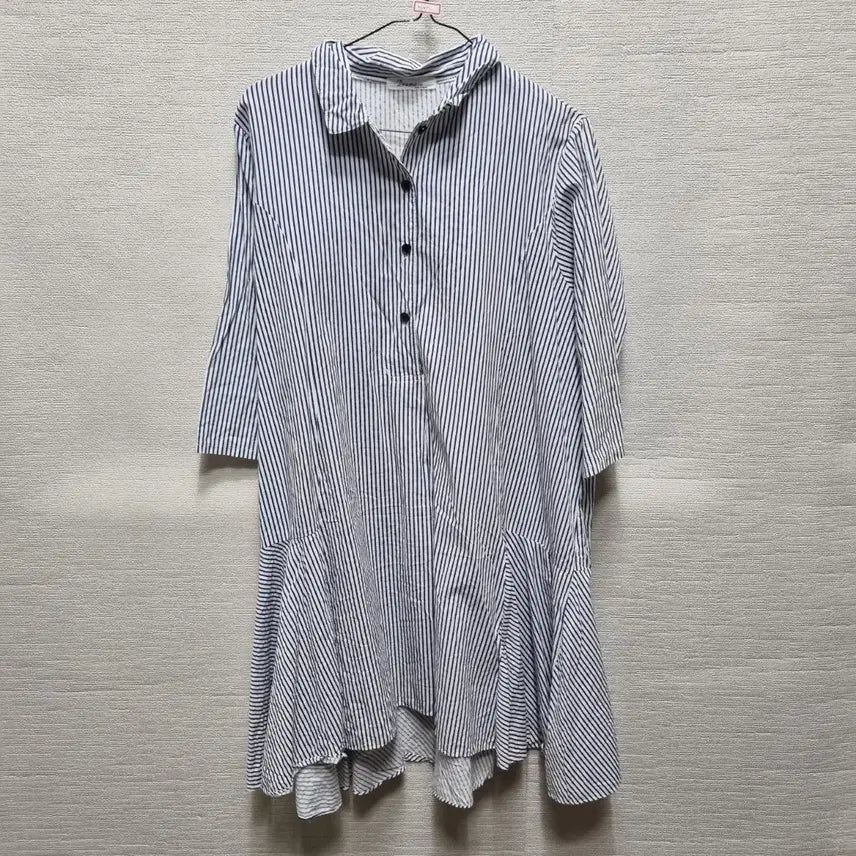 [BUNJANG] Blue Stripe Shirt Mini Dress / 자092 스트라이프 셔츠 미니  원피스