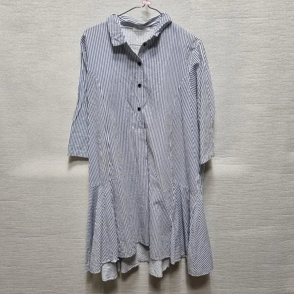 [BUNJANG] Blue Stripe Shirt Mini Dress / 자092 스트라이프 셔츠 미니  원피스