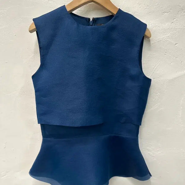 [BUNJANG] COS Women's Sleeveless Blouse Deep Blue (Size 55) / 코스 여 티셔츠 딥블루/블라우스/펄/폴리/민소매 55