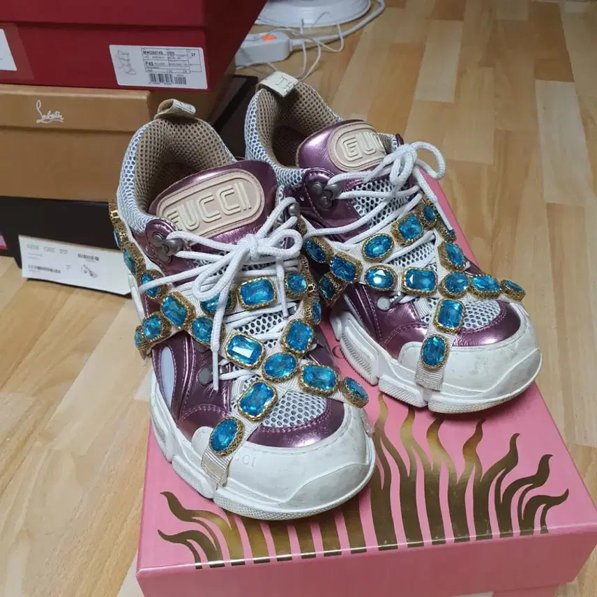 [BUNJANG] Gucci Jeweled Ugly Shoes Sneakers Pink / 구찌 주얼  } 스니커즈 핑크 구찌 어글리슈즈 구찌운동화