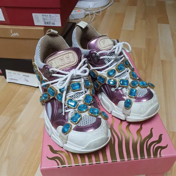 [BUNJANG] Gucci Jeweled Ugly Shoes Sneakers Pink / 구찌 주얼  } 스니커즈 핑크 구찌 어글리슈즈 구찌운동화