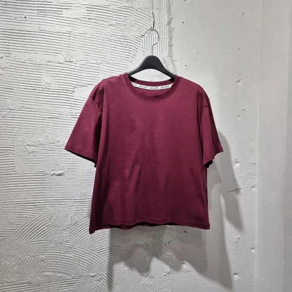 [BUNJANG] Heldur Wine Cotton Short Sleeve T-Shirt / 헬더 와인컬러 코튼 반팔 티셔츠