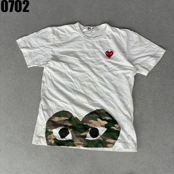 [BUNJANG] Comme des Garçons Play Camo Heart T-Shirt M / 꼼데가르송 플레이 카모하트 반팔 티셔츠M