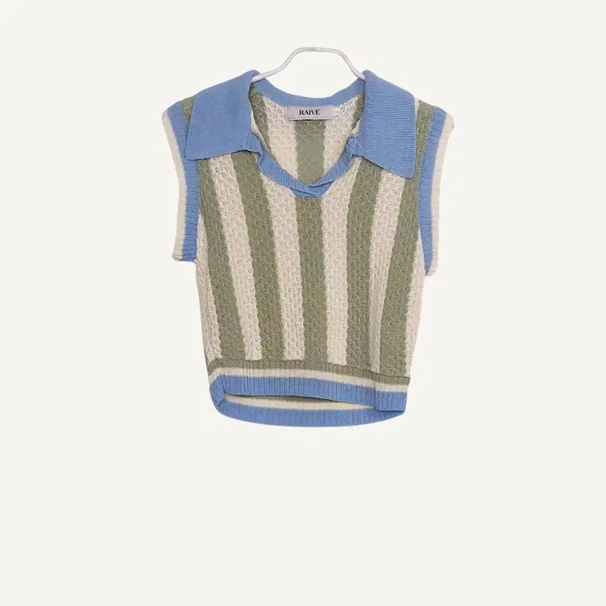 [BUNJANG] RAIVE Stripe Knit Vest / RAIVE 레이브 스트라이프 니트 베스트 1_A453