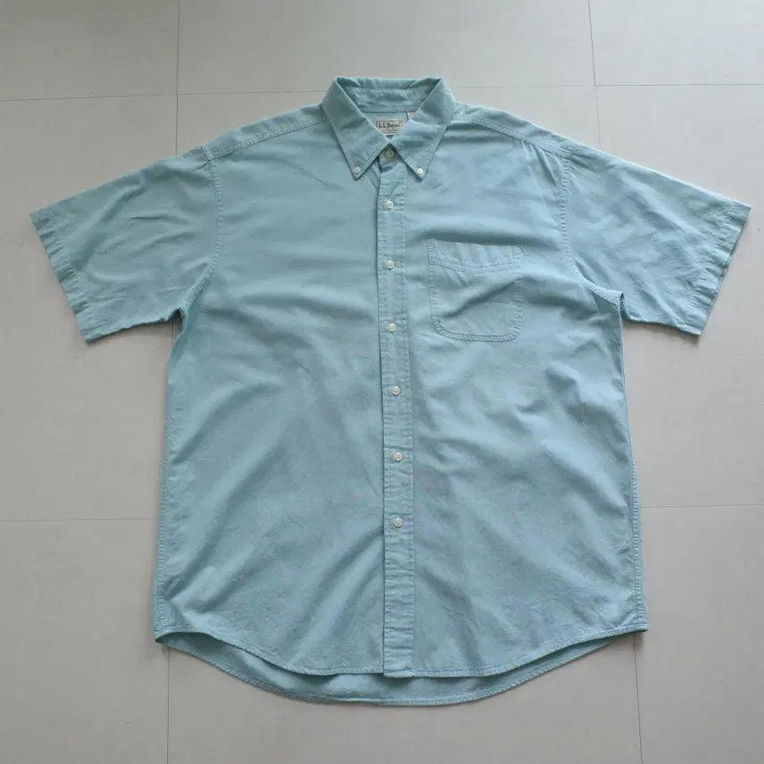 [BUNJANG] L.L.Bean 90s Vintage Chambray Work Short Sleeve Shirt L / 90s 엘엘빈 빈티지 샴브레이 워크 반팔 셔츠 L