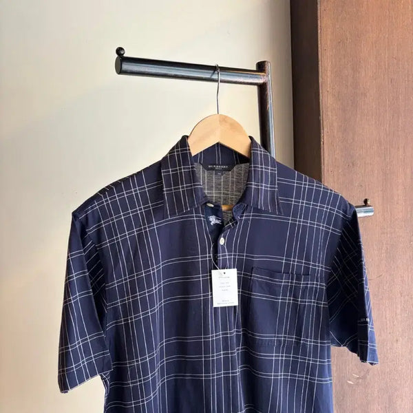 [BUNJANG] Burberry Check Short Sleeve Polo Shirt M / 17395 - 버버리 체크 반팔 카라티