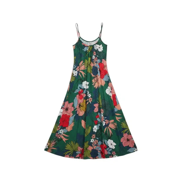 [BUNJANG] Women's Red Floral Long Spaghetti Strap Dress / 여성F/ RED 플로럴 롱 나시원피스 34-2