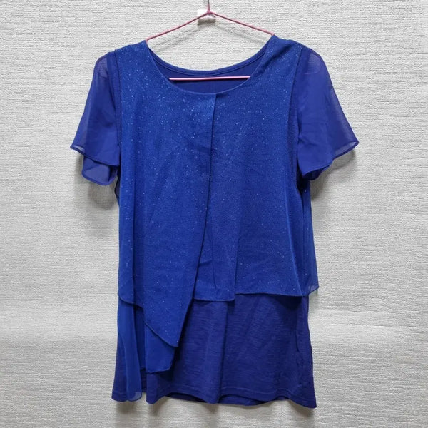 [BUNJANG] Chiffon Short-Sleeve Blouse / 자097 쉬폰 반팔 블라우스