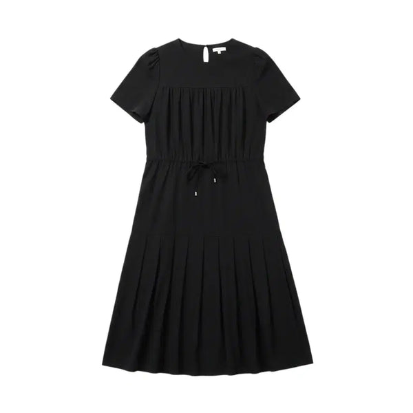 [BUNJANG] Women's String Ruched Short Sleeve Dress - Black / 여성F/ 스트링 주름 반팔원피스BK 34-4