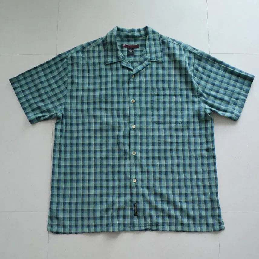 [BUNJANG] Polo Jeans Co. 90s Vintage Plaid Open Collar Short Sleeve Shirt M / 90s 폴로진스 빈티지 체크 오픈카라 셔츠 M