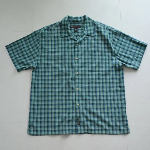 [BUNJANG] Polo Jeans Co. 90s Vintage Plaid Open Collar Short Sleeve Shirt M / 90s 폴로진스 빈티지 체크 오픈카라 셔츠 M