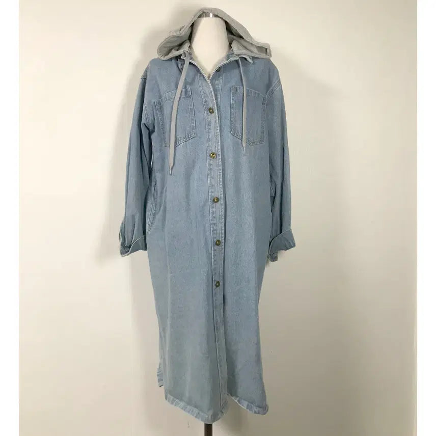 [BUNJANG] Hoho Store Detachable Hood Denim Long Jacket / 여성 후드청롱자켓F호호상점