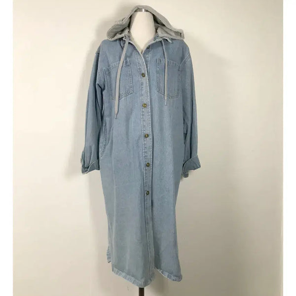 [BUNJANG] Hoho Store Detachable Hood Denim Long Jacket / 여성 후드청롱자켓F호호상점