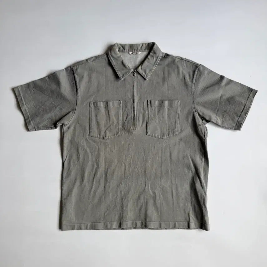 [BUNJANG] Auralee Half-Zip PK Collar T-shirt / 오라리 Auralee 반집업 PK 카라티