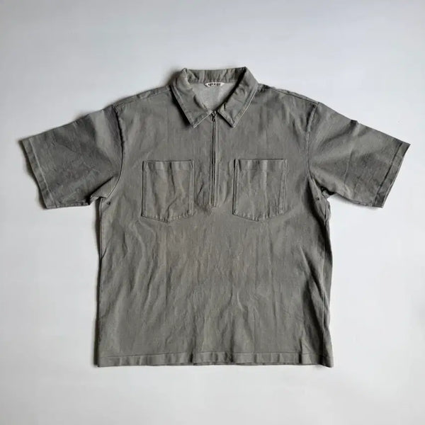 [BUNJANG] Auralee Half-Zip PK Collar T-shirt / 오라리 Auralee 반집업 PK 카라티