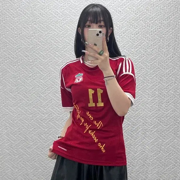 [BUNJANG] Adidas Liverpool Retro Football Jersey T-Shirt Size 95 / 아디다스 올드스쿨 레트로 리버풀 축구 유니폼 반팔티 95 C12798