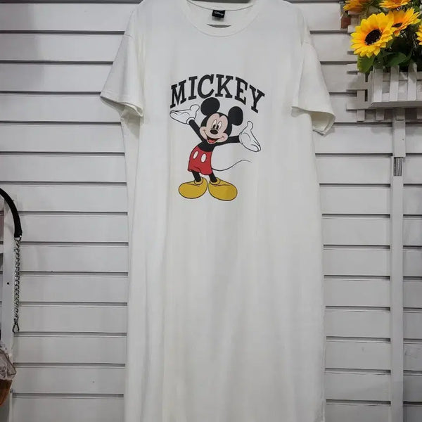 [BUNJANG] Disney Mickey Mouse Cotton Long Dress / #여성의류귀여운 미키마우스가 그려진 디즈니 정품 면 롱 원피스