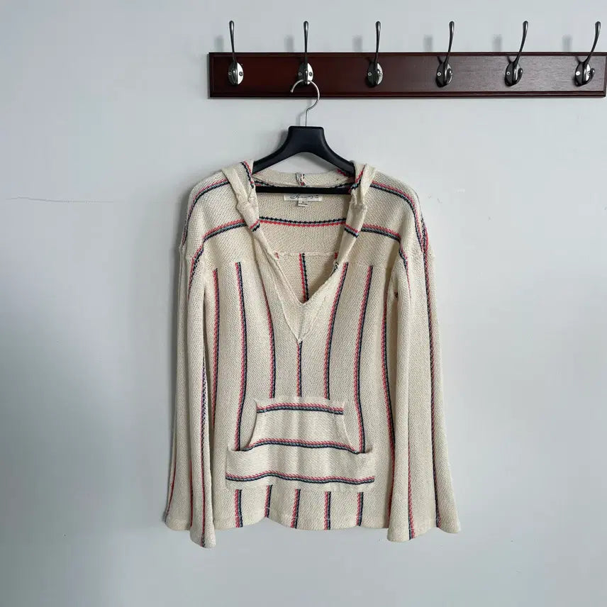 [BUNJANG] Vintage Havana Ethnic Stripe Mexican Baja Knit Hoodie / 빈티지하바나 에스닉 스트라이프 멕시칸 바하 니트 후드