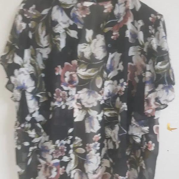 [BUNJANG] Chiffon Floral Print Blouse (Size 55) / 쉬폰 꽃무늬 블라우스(55)