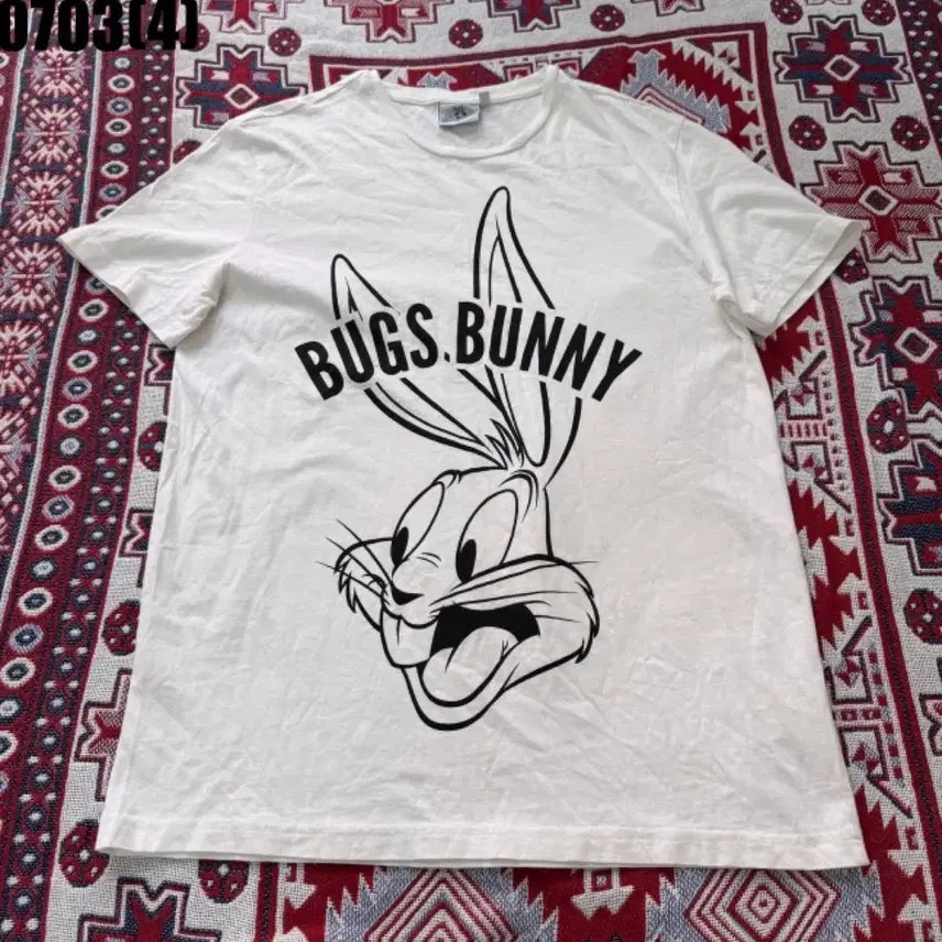 [BUNJANG] Looney Tunes Bugs Bunny White Short Sleeve T-Shirt / 벅스 버니 반팔 티셔츠 화이트