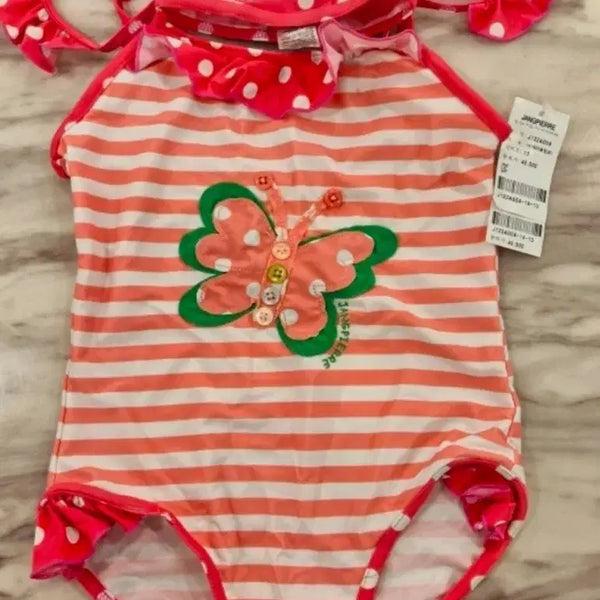 [BUNJANG] Children's Butterfly One-Piece Swimsuit and Cap Set / (새상품) 유아.어린이 나비 원피스 수영복.수모 세트.12000원.