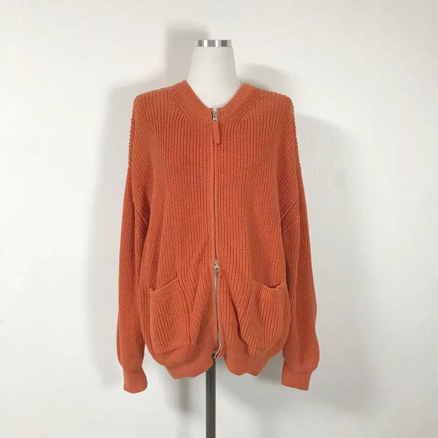 [BUNJANG] HoHoSangJom Men's Orange Zip-Up Knit M / 후브스 남성오렌지집업니트M호호상점