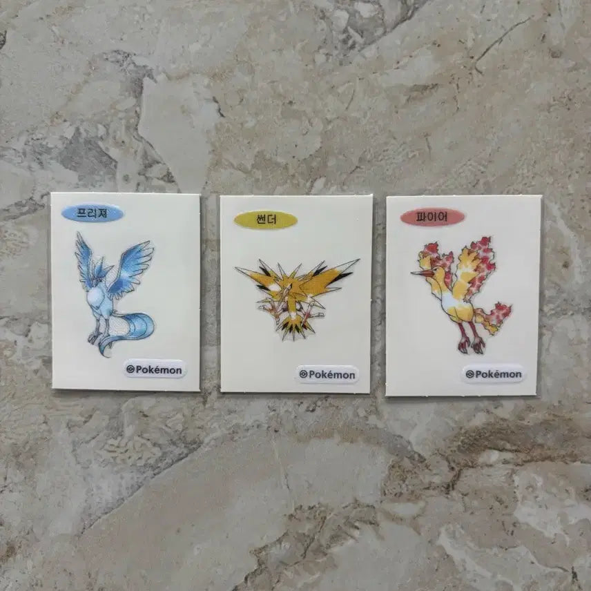 [BUNJANG] Pokemon 30th Anniversary Artwork Stickers (Articuno, Zapdos, Moltres) / 포켓몬 띠부씰 30주년 아트워크 팔아요(프리져,썬더,파이어)띠부씰