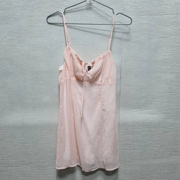 [BUNJANG] Pink Checkered Halter Mini Dress / 자103 끈나시 미니 원피스