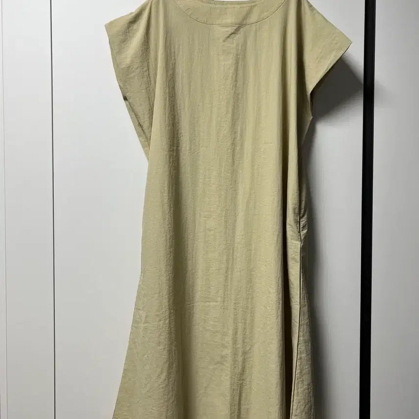 [BUNJANG] Oversized Linen-Blend Midi Dress - Beige / 군살 뱃살 커버 바스락 원피스 빅사이즈