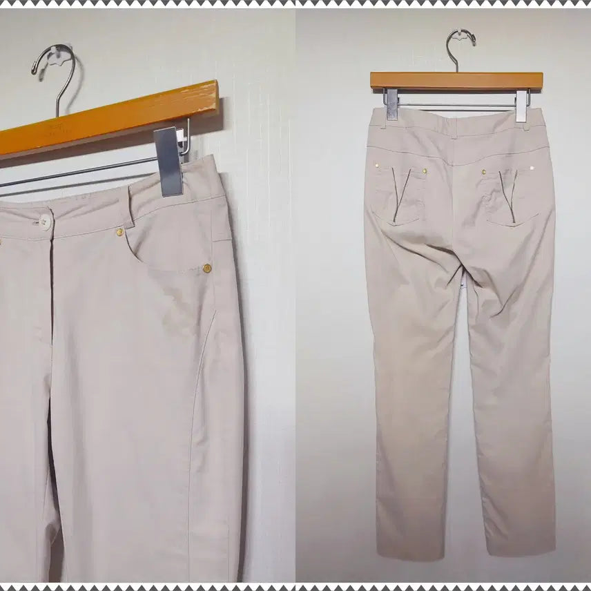 [BUNJANG] PASSEDI Metallic Zipper Women's Golf Summer Pants Beige 26-inch / 파사디 메탈릭지퍼 여성골프 여름바지 26인치 55 베이지