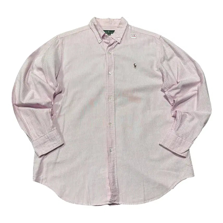 [BUNJANG] Polo Ralph Lauren Pink Stripe Cotton Shirt (Size 160A) / (바배) 폴로 랄프로렌 핑크 스트라이프 코튼 셔츠 (160A)
