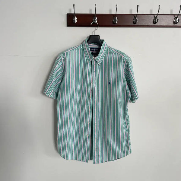 [BUNJANG] Polo Ralph Lauren Mint Stripe Short Sleeve Shirt / 폴로 랄프로렌 민트 스트라이프 반팔 셔츠