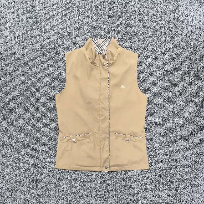 [BUNJANG] Burberry Nova Check High Neck Vest (No Hood) / 빈티지9. 버버리 노바체크 배색 하이넥 조끼 베스트 (후드X)