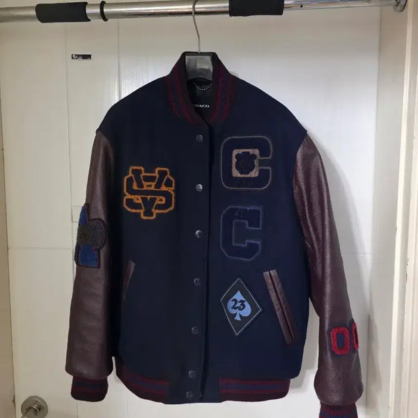 [BUNJANG] Coach Oversized Leather Varsity Jacket / 코치 오버핏 레더 바시티