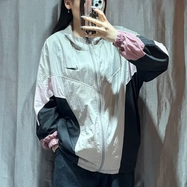 [BUNJANG] Nike Big Swoosh Color Mix Grey Windbreaker Jacket Size S / S 나이키 빅스우시 컬러믹스 그레이 바람막이