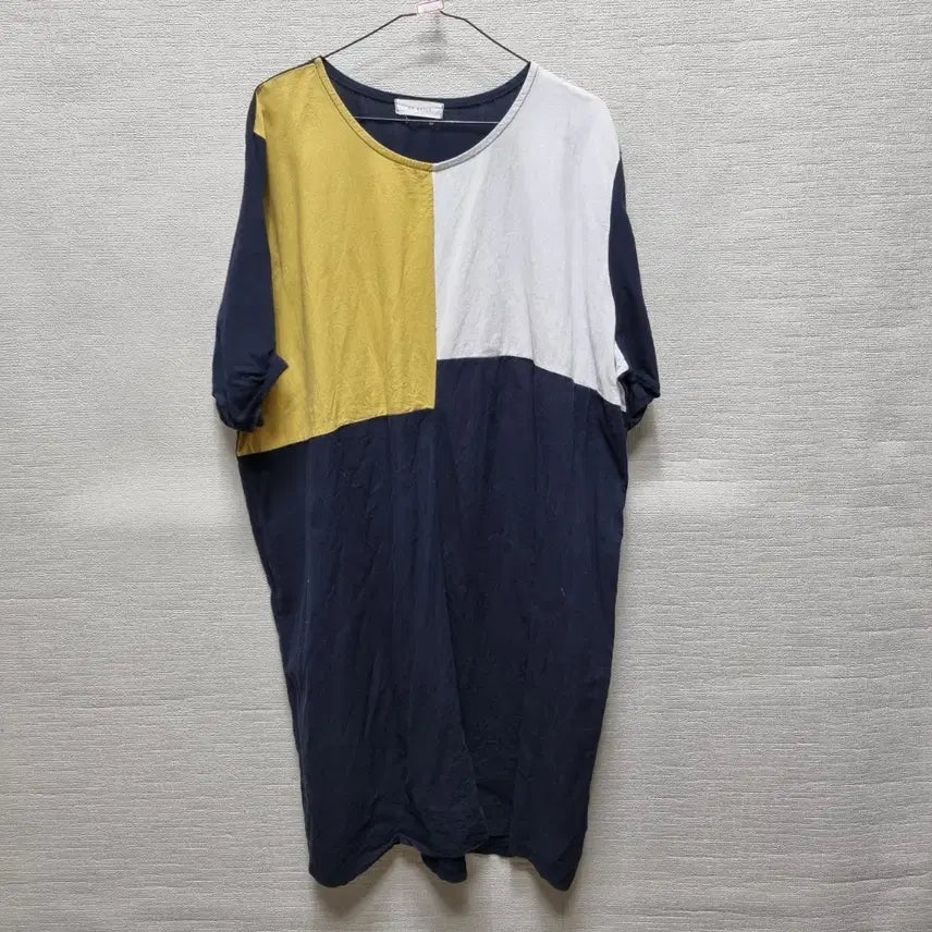 [BUNJANG] Color Block Short-Sleeve Long Dress / 자106 반팔 롱 원피스
