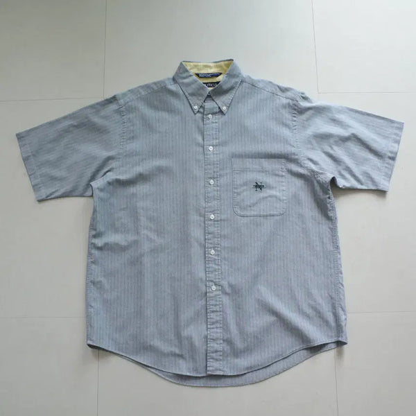 [BUNJANG] Nautica 90s Chambray Stripe Short Sleeve Shirt L / 90s 노티카 빈티지 샴브레이 스트라이프 셔츠 L