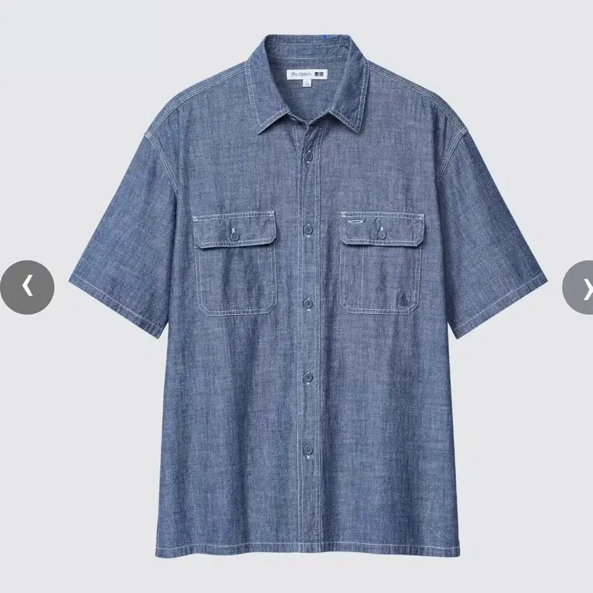 [BUNJANG] Uniqlo JW Anderson Chambray Work Shirt Jacket Short Sleeve T-Shirt / 유니클로 JW앤더슨 샴브레이 워크셔츠 자켓 반팔 티셔츠