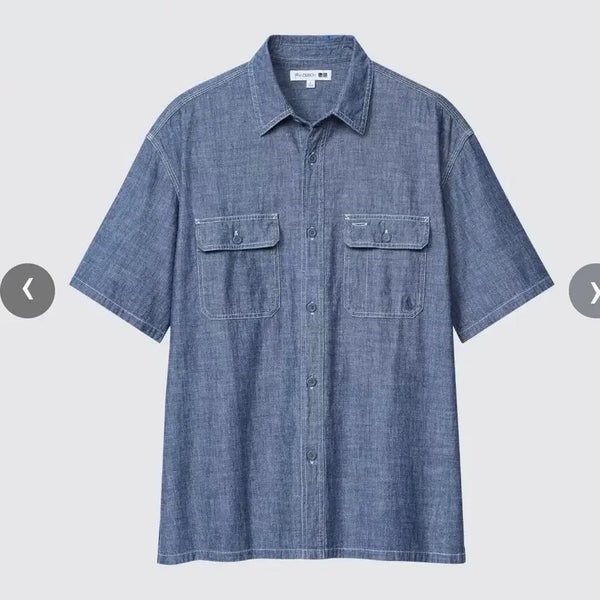 [BUNJANG] Uniqlo JW Anderson Chambray Work Shirt Jacket Short Sleeve T-Shirt / 유니클로 JW앤더슨 샴브레이 워크셔츠 자켓 반팔 티셔츠