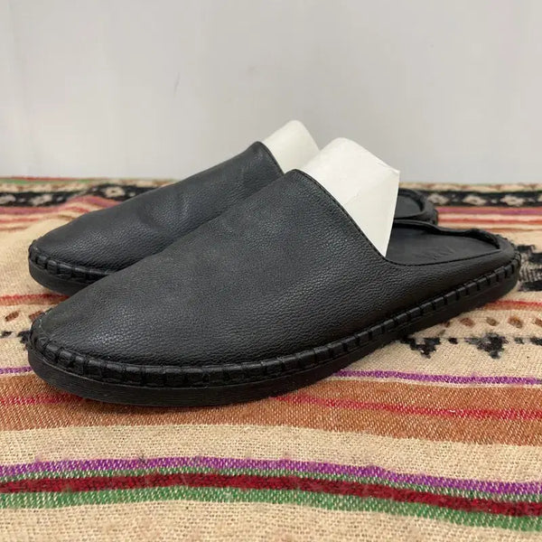 [BUNJANG] Zara Black Leather Mules Slippers 260 / 자라 ZARA 블랙 레더 뮬 슬리퍼 260 X01924