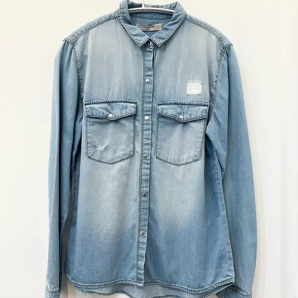 [BUNJANG] ZARA Girls Light Wash Denim Shirt / 자라 걸즈 연청 데님 셔츠